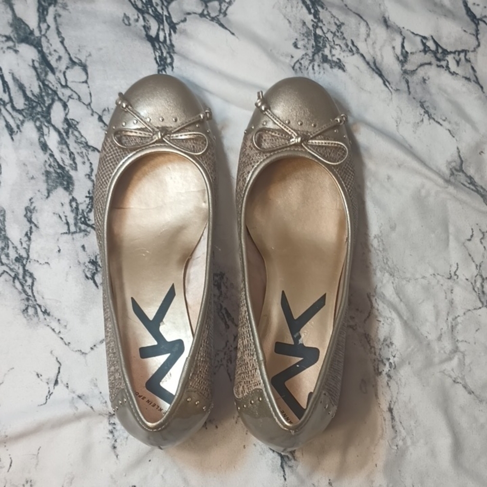 Metallic Studded Snakeskin Flats 8 1/2.
